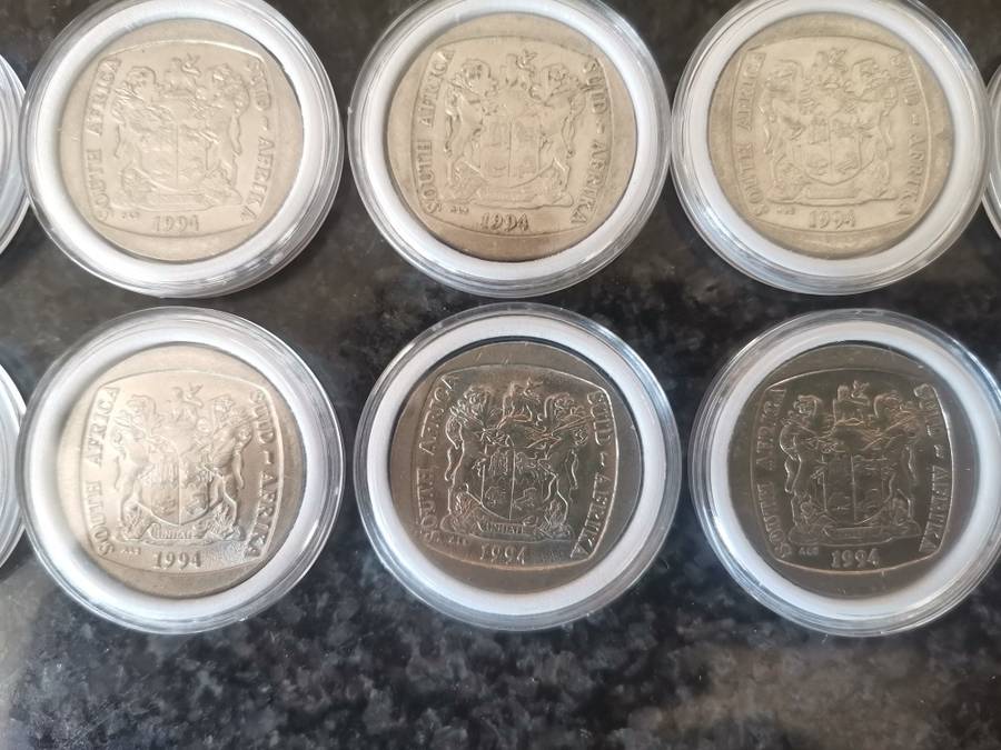 10 x 1994 Presidential Inauguration R5 Coins - Bid per coin to take the lot