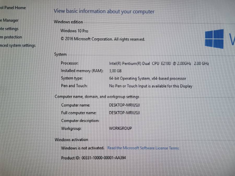 HP Compaq dx2390 Microtower - With Intel(R) Pentium(R) Dual CPU - Windows 10(Not activated)