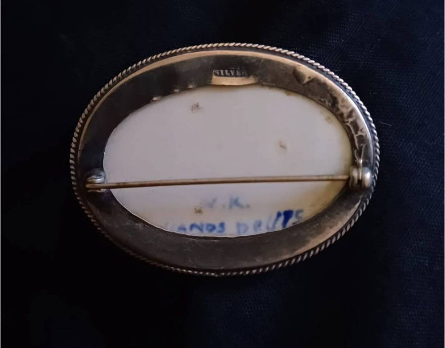 Vintage Sterling Silver Delft Brooch