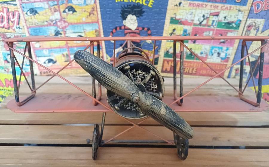 Tin Toy Military Biplane Aircraft