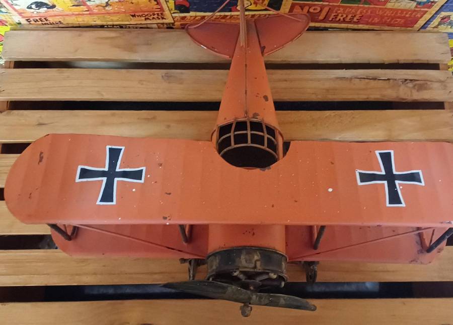 Tin Toy Military Biplane Aircraft