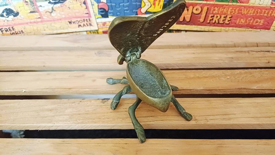 Vintage Brass Fly Trinket Box/Ring Holder/Ashtray
