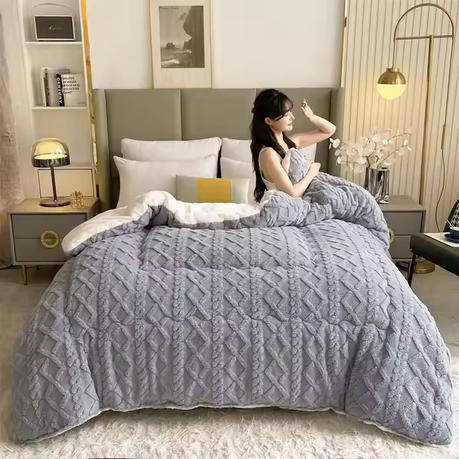 Luxury XL Thick Sherpa Fleece Blanket - 200 x 230 cm - Grey