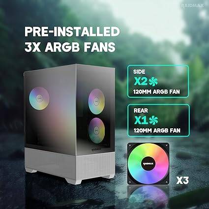 Raidmax 801 Air Chrome Micro-ATX Mini-ITX ARGB Gaming Mid-Tower Case, Black