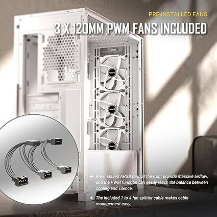 Antec CAA-P20C White ATX Mid-Tower Gaming Case, High Airflow Design