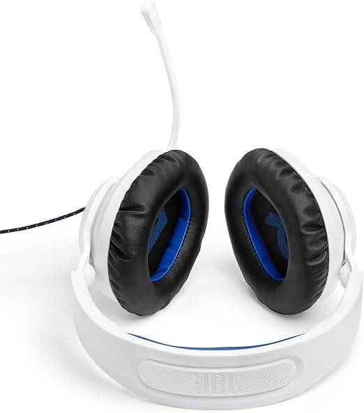 JBL Quantum 100P Console Wired Gaming Headset, White/Blue