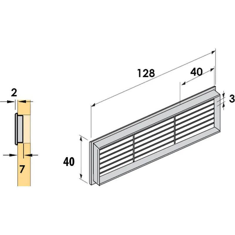 Air Vent, Rectangular Plastic, White, 128mm x 40mm (10 Pack)