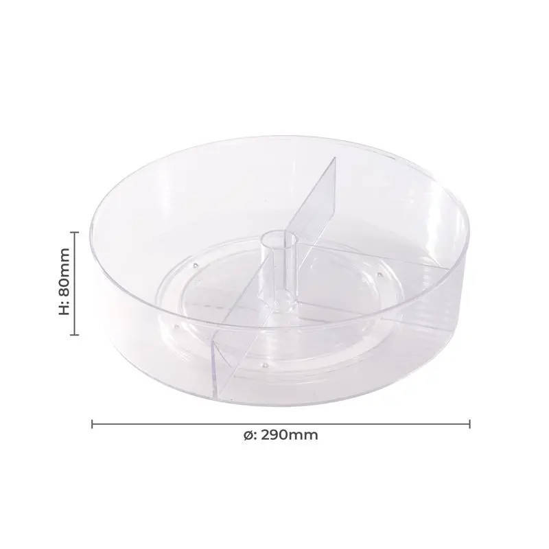 Clear Plastic Divided Storage Turntable 290mm