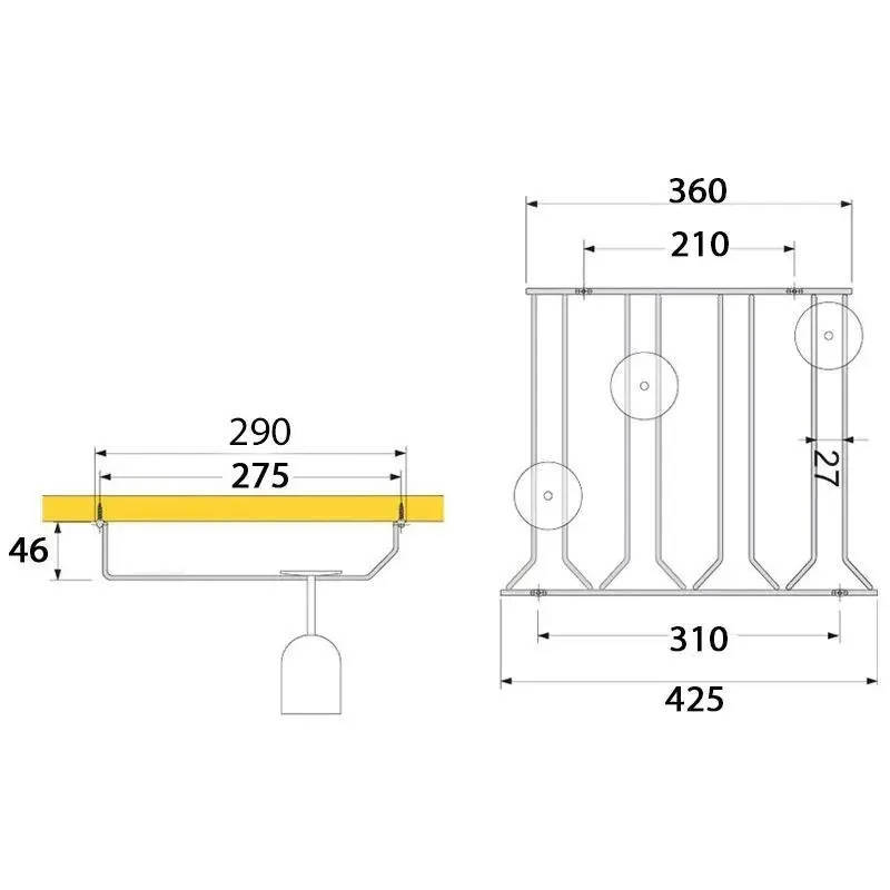 Wine Glass Holder, Black, 4 Row