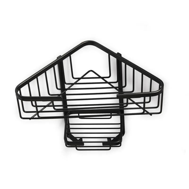 Corner Shelf, 2 Tier, Stainless Steel, Matt Black