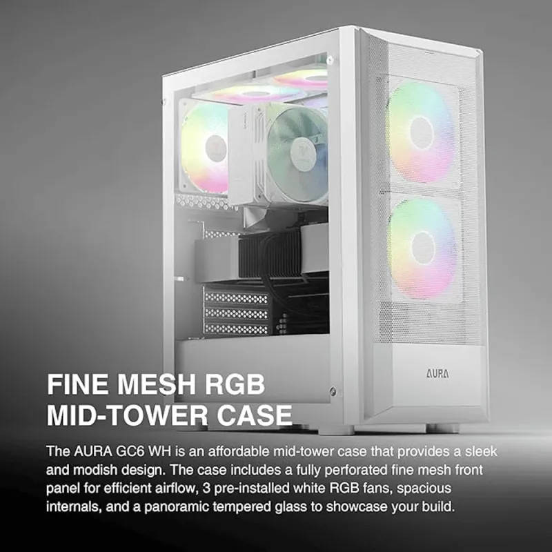 White Gaming Case with RGB  AURA-GC6-WH