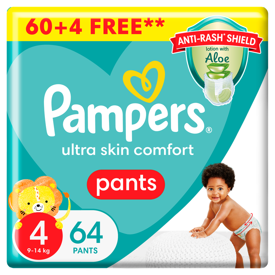 Pampers Anti-Rash Shield Pants Size 4 (9-14 kg) 64 Nappies