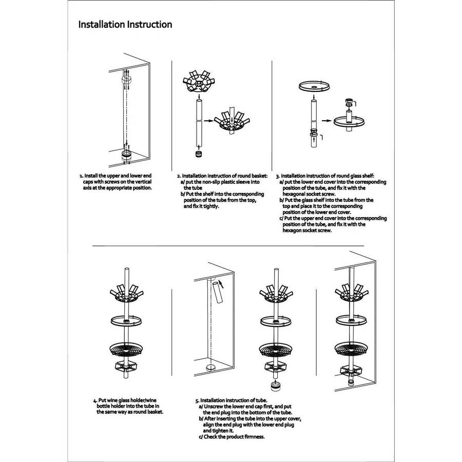 Pole System Wine Glass Holder Chrome Plated