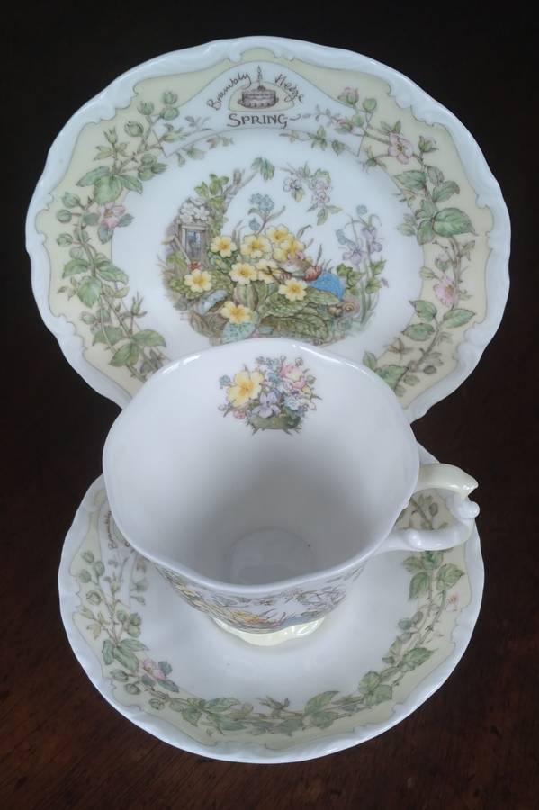 Royal Doulton Bramley Hedge Spring Teacup, Saucer, and Cake Plate Set Immaculate Condition