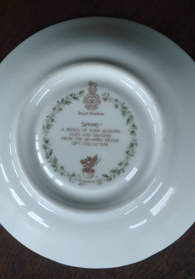 Royal Doulton Bramley Hedge Spring Teacup, Saucer, and Cake Plate Set Immaculate Condition