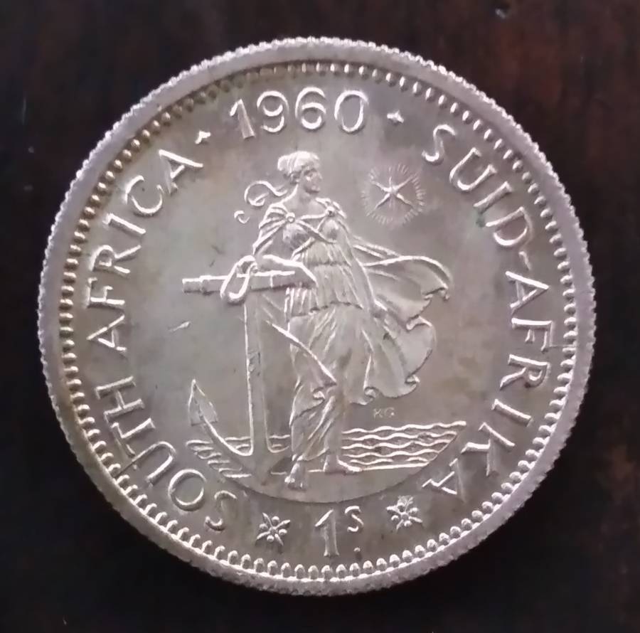 1960 Union of South Africa 1 Shilling Coin  Queen Elizabeth