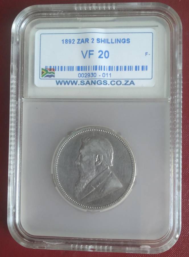 1892 ZAR 2 Shillings VF 20