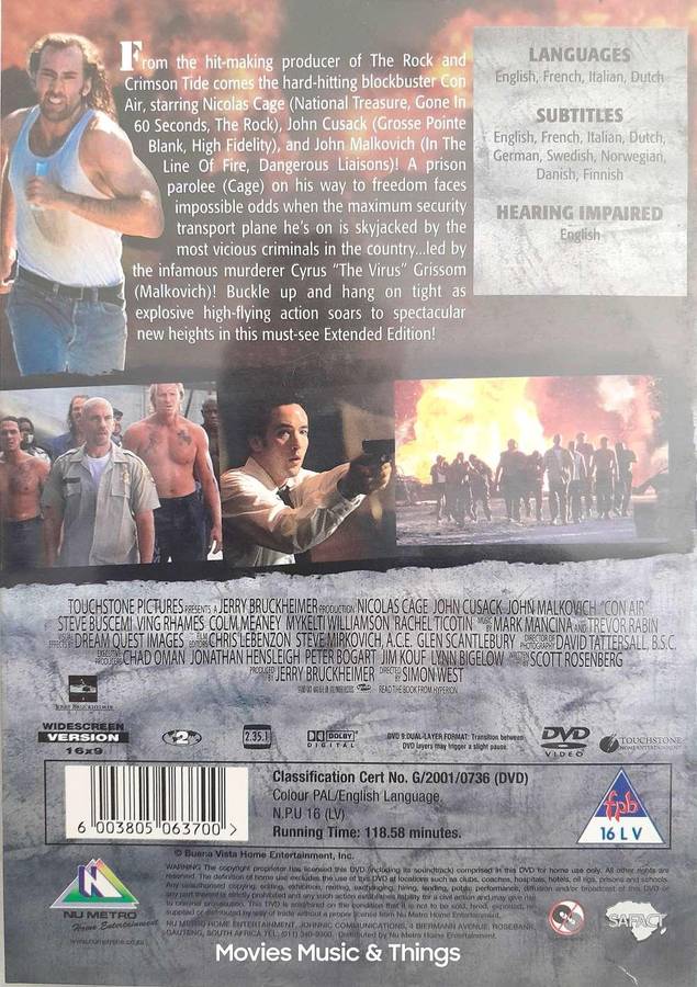 Con Air - Extended Edition - Nicolas Cage & John Malkovich (DVD)