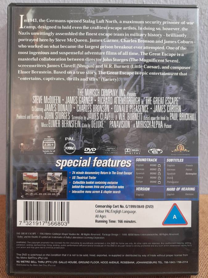 The Great Escape - Steve McQueen & James Garner (DVD)