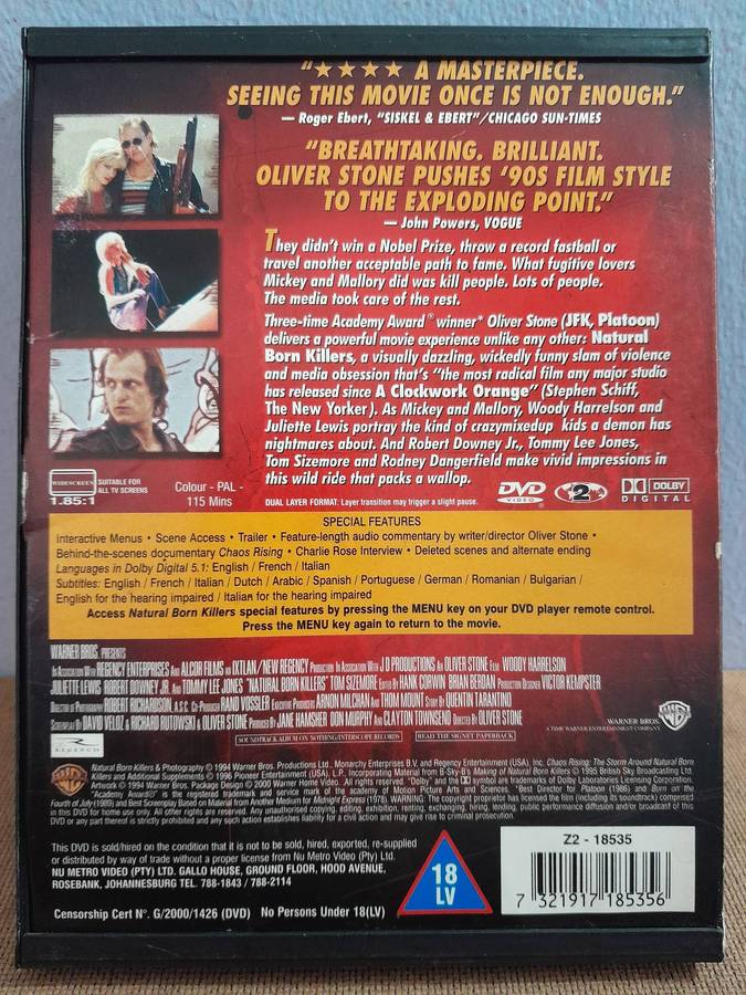 Natural Born killers - Woody Harrelson & Juliette Lewis (DVD)