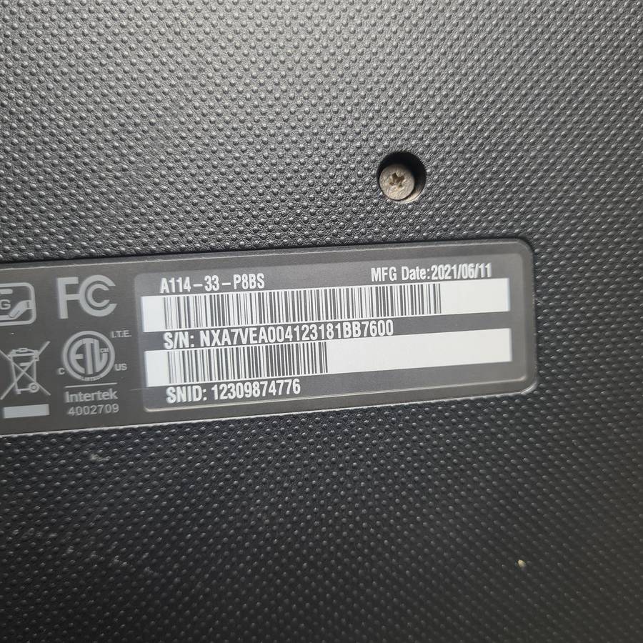 Acer Aspire A114-33-P8BS Quad Core Pentium(R) Silver N6000 1.1GHz 128GB SSD 4GB RAM