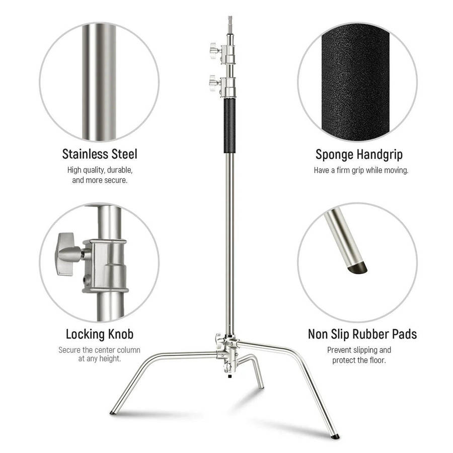 Neewer 330CM Adjustable Heavy Duty C-Stand Light Stand - Foldable Base