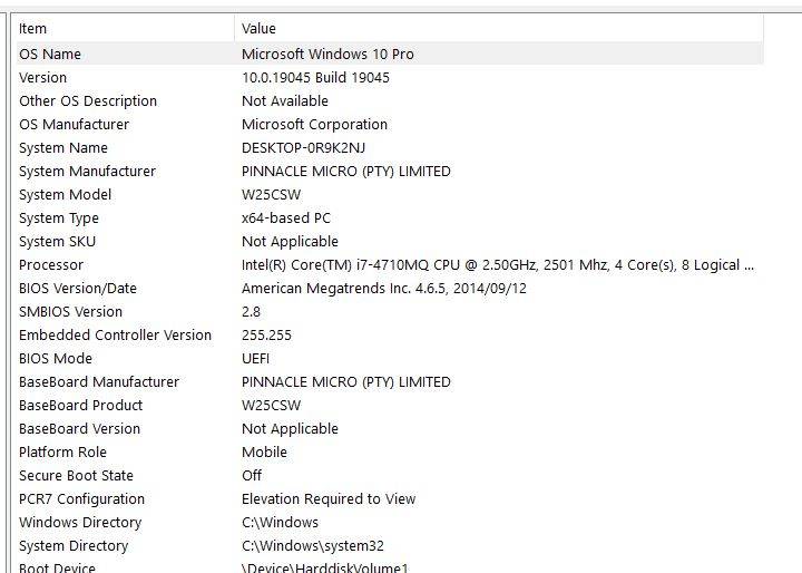 Proline Professional W25CSW 15.6" Core i7 Notebook Quad Core 8GB 2.50GHz 233GB HDD