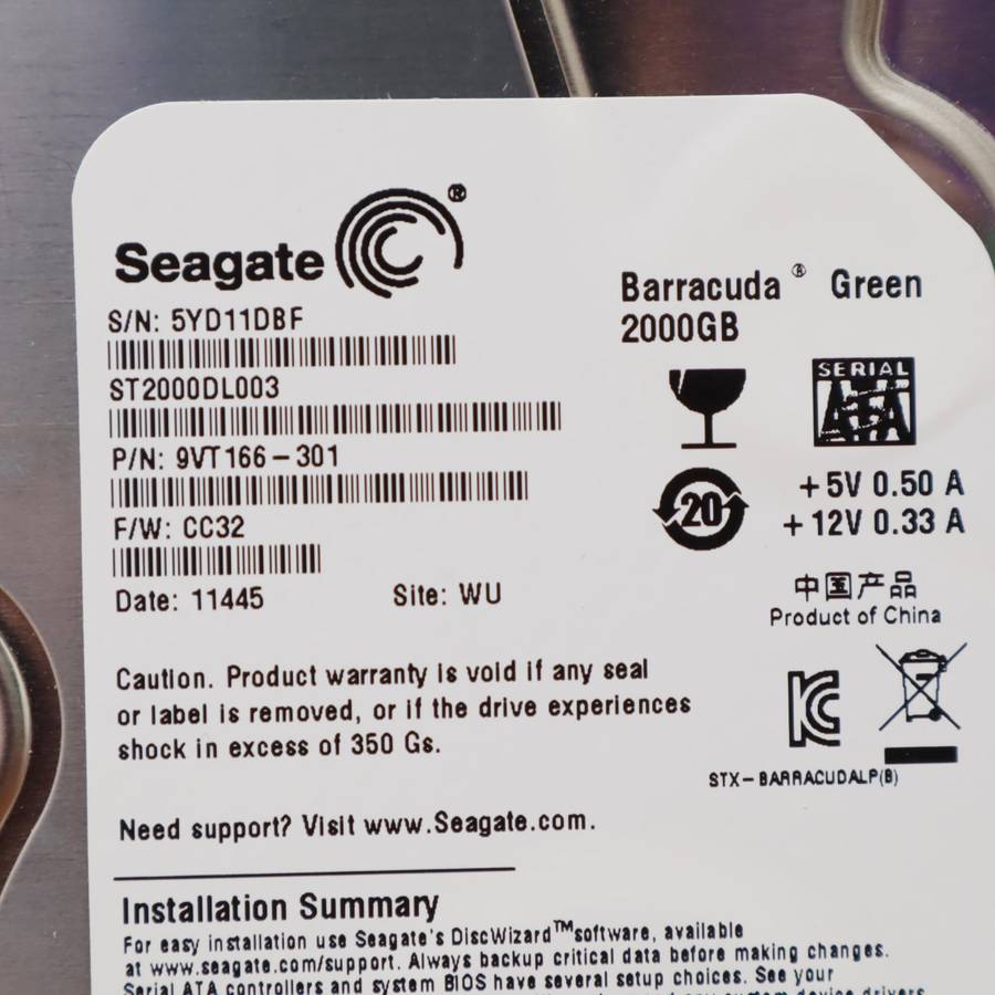 Seagate Barracuda 2TB Desktop 3.5" Internal Hard Drive ST2000DL003 SATA 6Gb/s 64MB Cache
