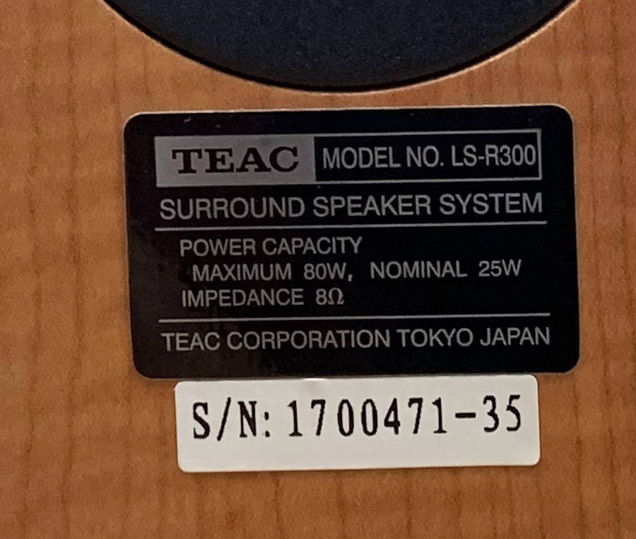 Teac LS-R300 Surround Speaker Set - Left and Right - 25W 8 Ohms