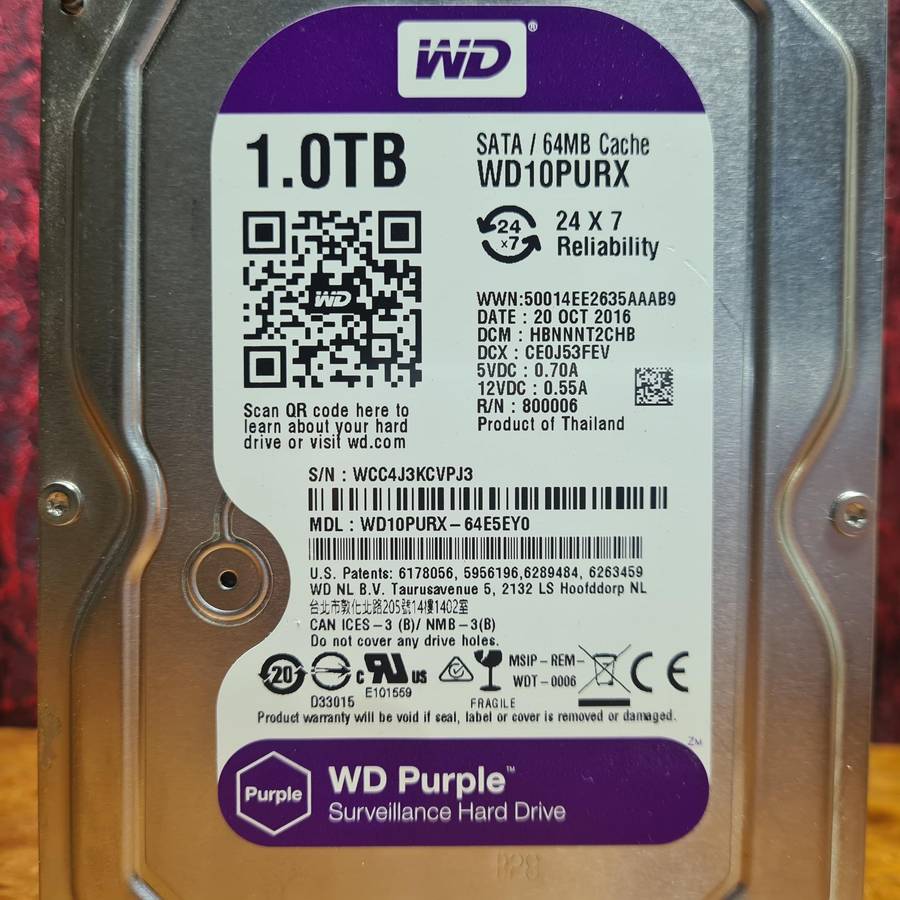 Wester Digital WD Purple 1TB Surveillance Hard Drive