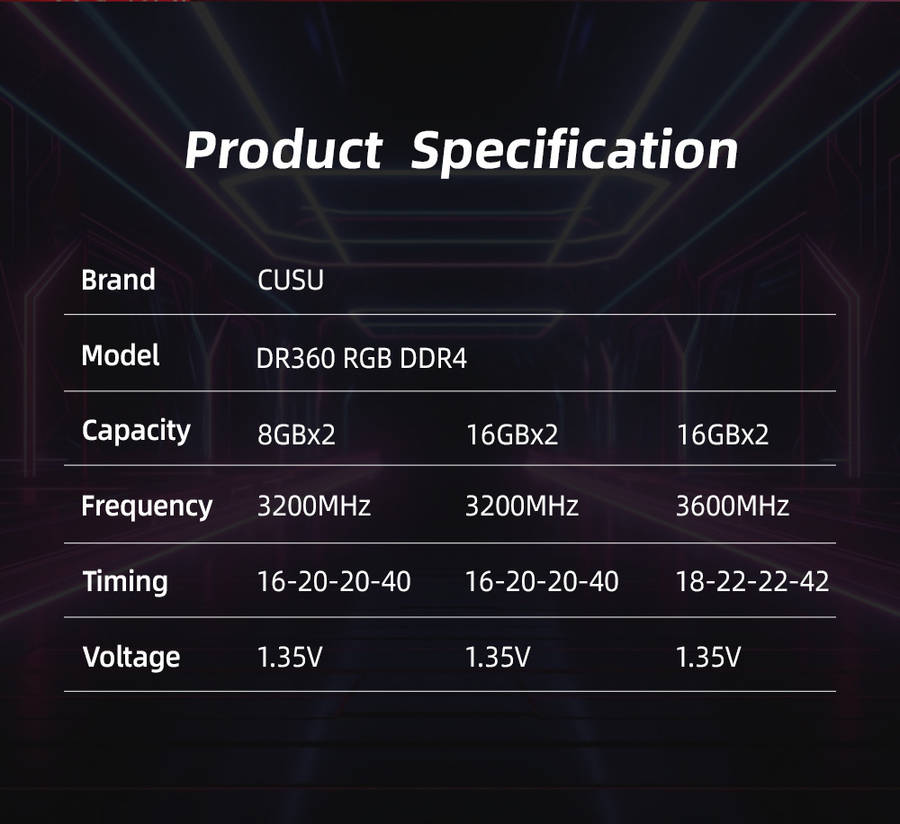 CUSU DR360 16gb DDR4 Ram kits -NEW
