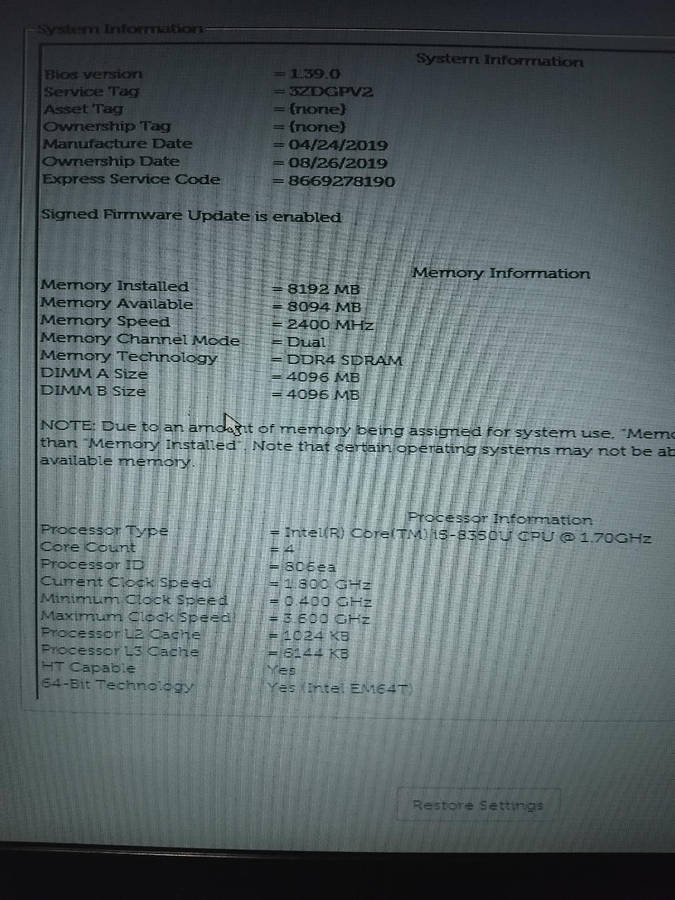 Dell latitute 5590 core i5 8th gen