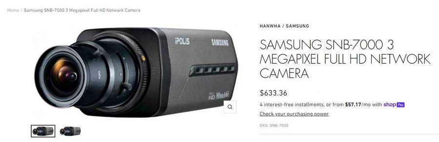 Samsung SNB-7000 Bullet IP security camera Indoor & outdoor 2048 x 1536 pixels