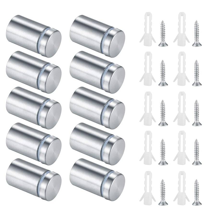LED Standoff Fixings, 4-Pack, Satin Aluminium Finish, Red-White-Blue-Green, Wall Fixings Bolts