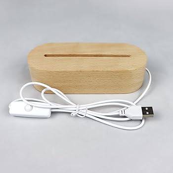 Acrylic LED Night light 3d wood Base Single Color Lamp for Home Decoration