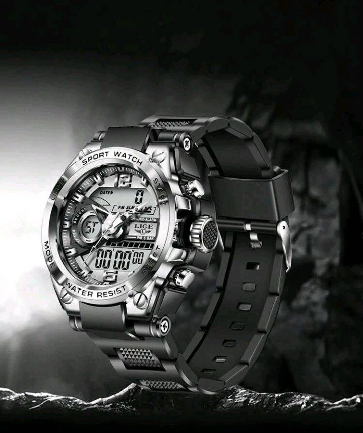 LIGE Digital Men Military Watch 50m Waterproof Wristwatch Quartz Sport Watch