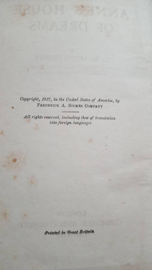 Anne's House of Dreams L.M. Montgomery 1917 uk edition