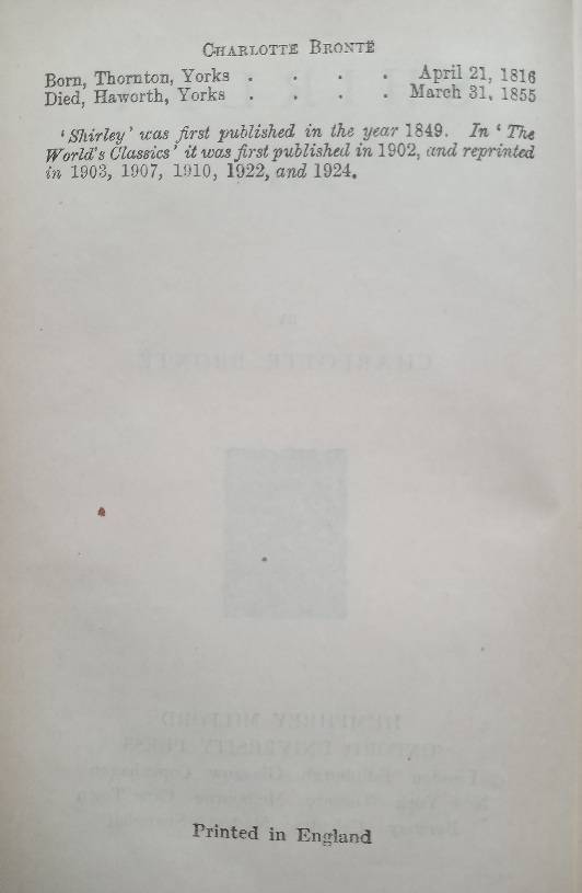 Shirley - Charlotte Brontë 1924