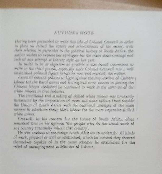 An Epoch of the Political History of South Africa in the Life of Frederic Hugh Page Creswell-Margare