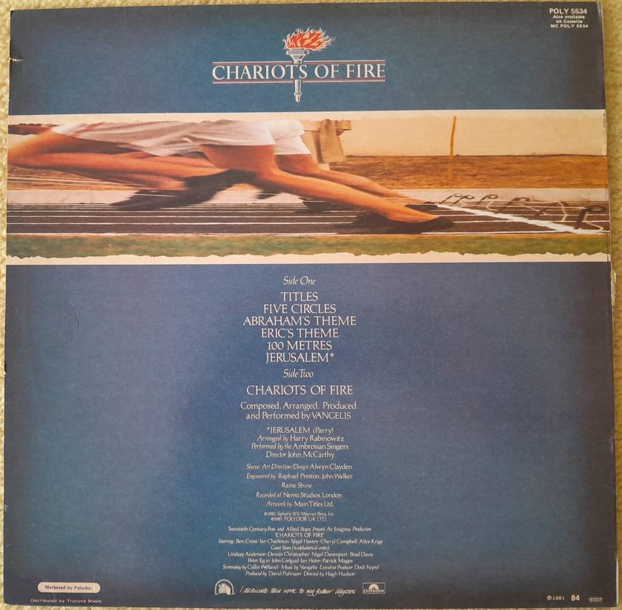 Chariots of Fire vinyl LP Record - Collector's Item - Music by Vangelis - Relive those memories!
