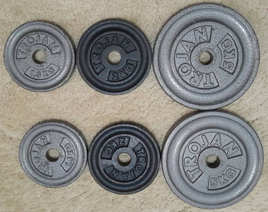 Trojan Strength Bench including Leg Extension, with Weights and Leather Belt