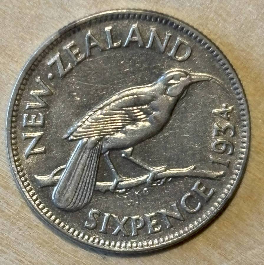 1934 New Zealand 6 Pence