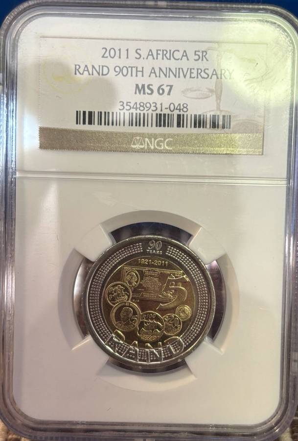 2011 South African Five Rand (90th Anniversary - MS 67)