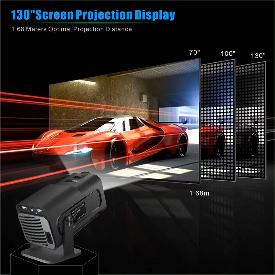 HY320 - Android 11 Multi-Use Projector With 180 Degree Rotation - Black