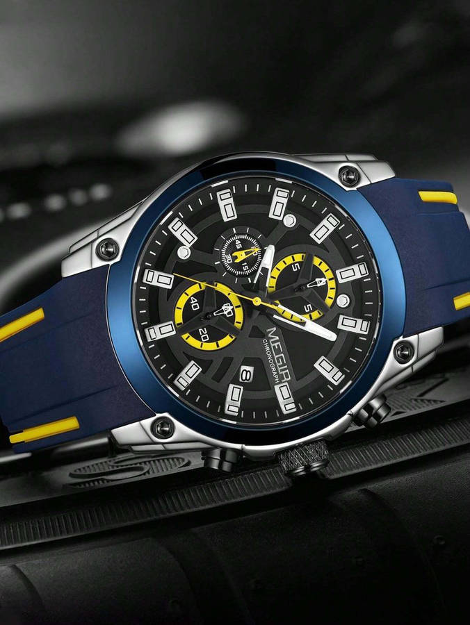 MEGIR - Multi-Functional Sports Watch With Water Resistance - Blue & Yellow