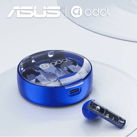 Asus - AS - TK - Semi-In-Ear Wireless Earbuds With Microphone - Blue
