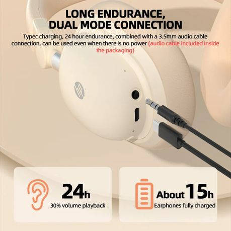 HP - H231R - Sleek Adjustable Bluetooth Gaming Headphones - Beige