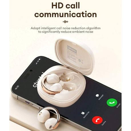 LENOVO - LP38 - Sweatproof Noise-Cancelling Earbuds With Deep Bass - White