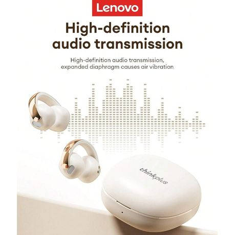 LENOVO - LP38 - Sweatproof Noise-Cancelling Earbuds With Deep Bass - White