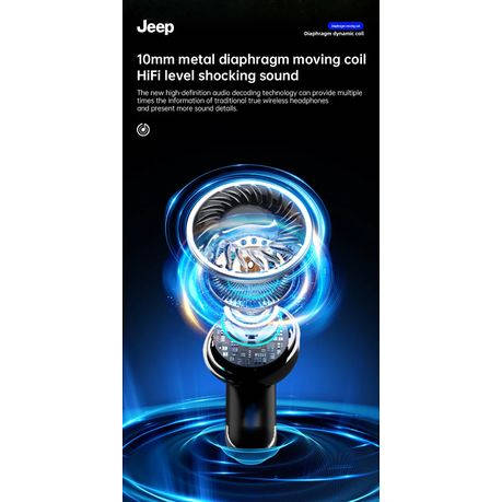 JEEP - EW118 - Smart Touch Wireless Earbuds With Built-In Flashlight -Black